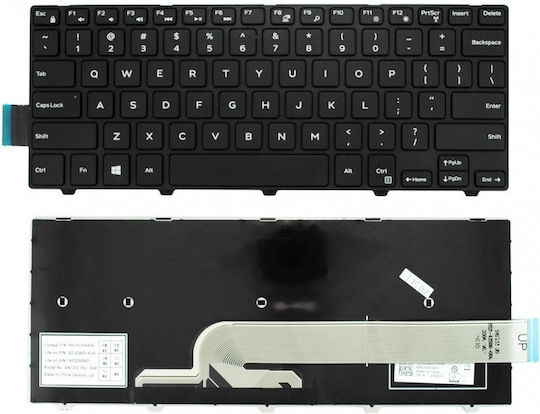 Dell Laptop Keyboard for Inspiron 14-3000/3441/3442/3443/3451/3458/3446 without Frame and English (UK) Layout in Black Color 40283US