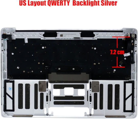 Laptop Keyboard Palmrest Apple MacBook Pro 13" A1706 821-00462-a 821-00469-a 821-00681-04 Late 2016-2017 EMC 2978 EMC 3071 EMC 3164 Touch Bar UK Silver Code 40542uktopcase