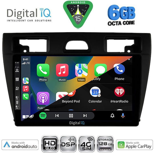 Digital IQ Car Audio System for Ford Fiesta 2005-2008 (Bluetooth/USB/WiFi/GPS/Apple CarPlay/Android Auto) with 9" Touch Screen