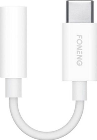 Foneng Конвертор USB-C мъжки към 3.5mm женски Бял 1бр BM21