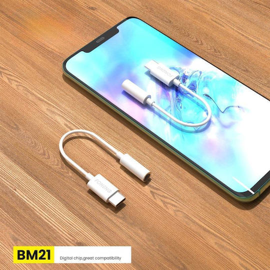 Foneng Конвертор USB-C мъжки към 3.5mm женски Бял 1бр BM21