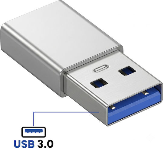 Blue Star Μετατροπέας USB-A male σε USB-C female Λευκό 1τμχ