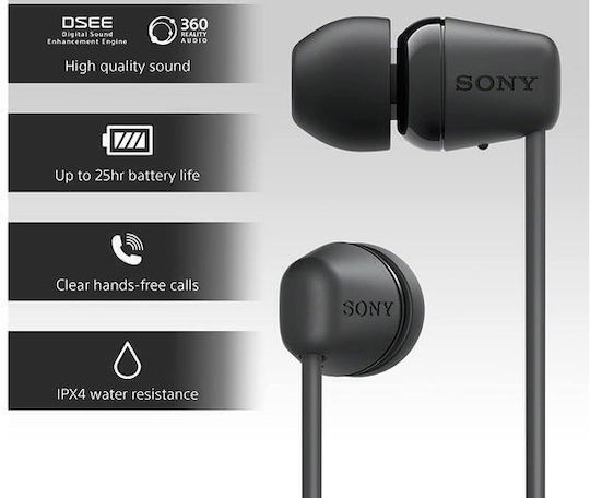 Sony WI-C100 In-ear Bluetooth Handsfree Earphones with Sweat Resistance Black