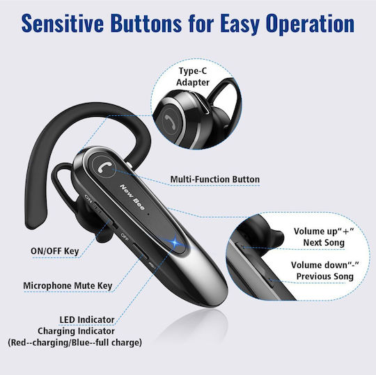 NewBee NB45 In-ear Bluetooth Handsfree Ακουστικό Μαύρο