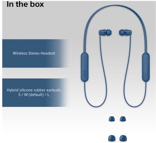 Sony WI-C100 In-Ear Bluetooth-Freisprecheinrichtung Kopfhörer mit Schweißresistenz Blau
