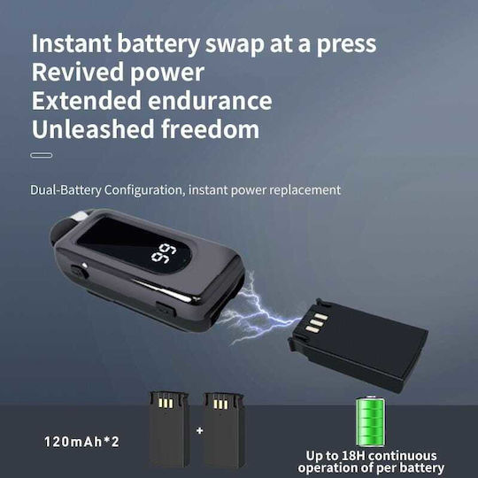 D70 PRO In-ear Bluetooth Handsfree Ακουστικό Πέτου Μαύρο