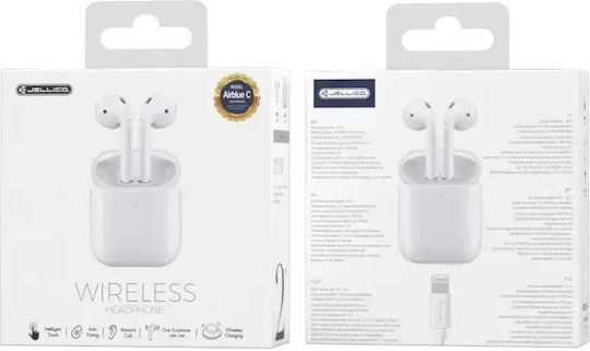 Jellico AirBlue C Earbud Bluetooth Handsfree Earphones with Charging Case White