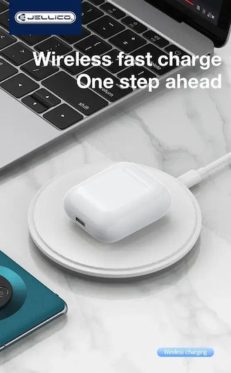 Jellico AirBlue C Earbud Bluetooth Handsfree Earphones with Charging Case White