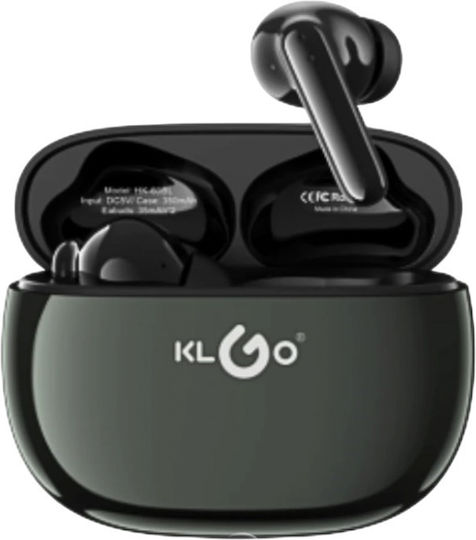 KLGO HK-60BL Earbud Bluetooth Handsfree Ακουστικά με Θήκη Φόρτισης Μαύρα