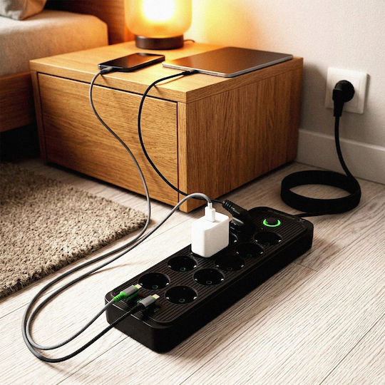 Πολύπριζο 10 Θέσεων με USB-A και USB-C