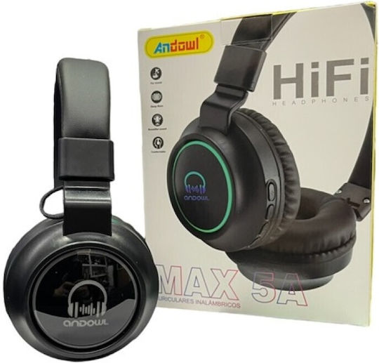 Andowl 8515 Bluetooth Wireless Over Ear Headphones with Radio with 6 hours of Operation Black