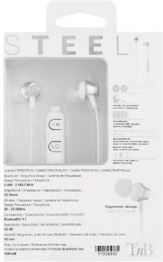 T'nB Steel In-ear Bluetooth Handsfree Ακουστικά Ασημί