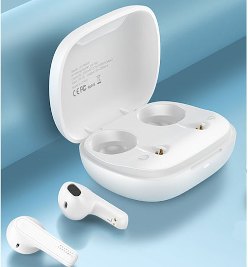 Usams BHUSM01 Earbud Bluetooth Handsfree Ακουστικά με Θήκη Φόρτισης White