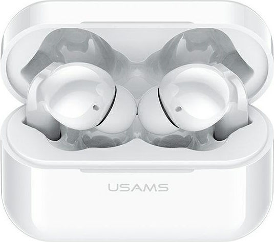 Usams BHULY06 In-ear Bluetooth Handsfree Ακουστικά με Θήκη Φόρτισης Λευκά