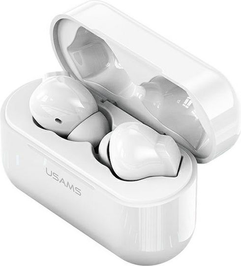Usams BHULY06 In-ear Bluetooth Handsfree Ακουστικά με Θήκη Φόρτισης Λευκά