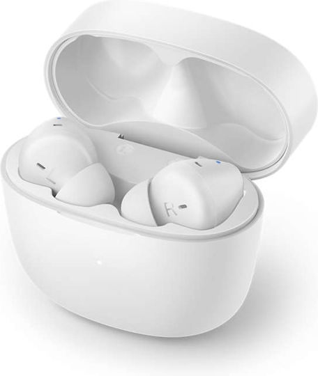 Philips TAT2206 Earbud Bluetooth Handsfree Ακουστικά με Αντοχή στον Ιδρώτα και Θήκη Φόρτισης Λευκά