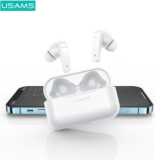 Usams BHULY06 In-ear Bluetooth Handsfree Ακουστικά με Θήκη Φόρτισης Λευκά