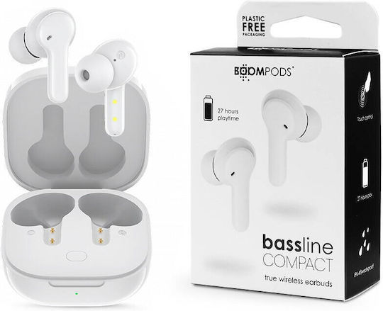 Boompods Bassline Compact In-ear Bluetooth Handsfree Earphones with Charging Case White