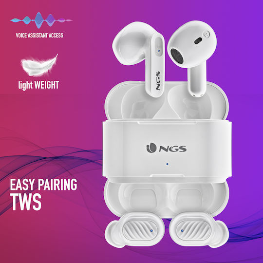 NGS Artica Duo In-ear Bluetooth Handsfree Ακουστικά με Θήκη Φόρτισης Λευκά