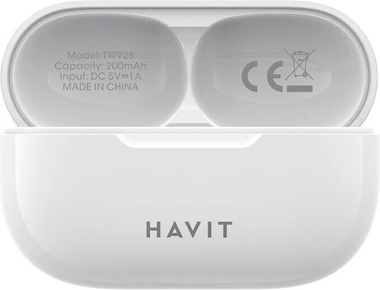 Havit TW925 In-ear Bluetooth Handsfree Ακουστικά με Θήκη Φόρτισης Λευκά