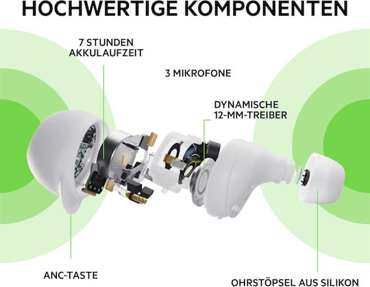 Belkin Soundform Immerse In-ear Bluetooth Handsfree Ακουστικά με Αντοχή στον Ιδρώτα και Θήκη Φόρτισης Λευκά