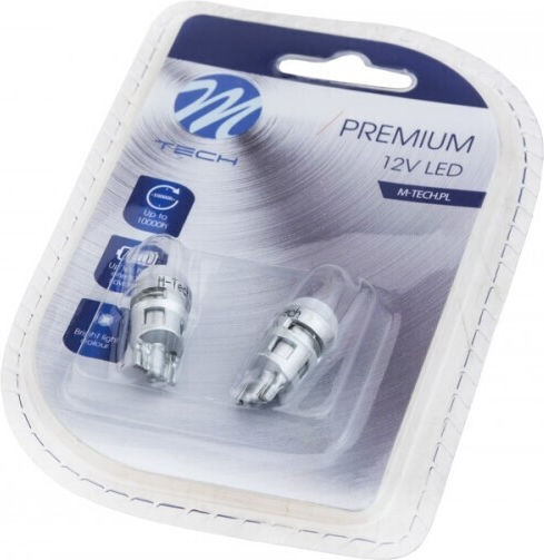 M-Tech Lămpi Autoturismului Premium T10 / W5W LED Alb 12V 2.1W 2buc