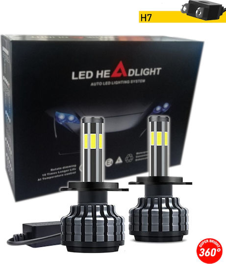 Лампи Автомобила H7 Canbus LED 6000К Хладно бяло 12V 80W 2бр