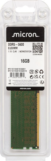 Micron DDR5 με Module 1x16GB και Ταχύτητα 5600 για Desktop