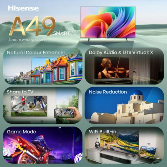 Hisense Smart Τηλεόραση 32" Full HD LED A49S HDR (2026) 32A49S