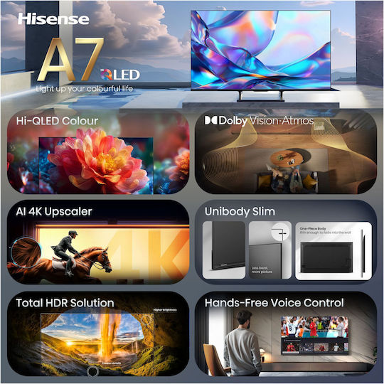Hisense Smart Τηλεόραση 50" 4K UHD LED 50A7DS HDR (2026)