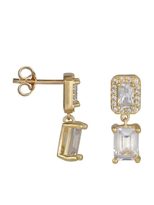 Gold Stud Earrings with Stones 9K
