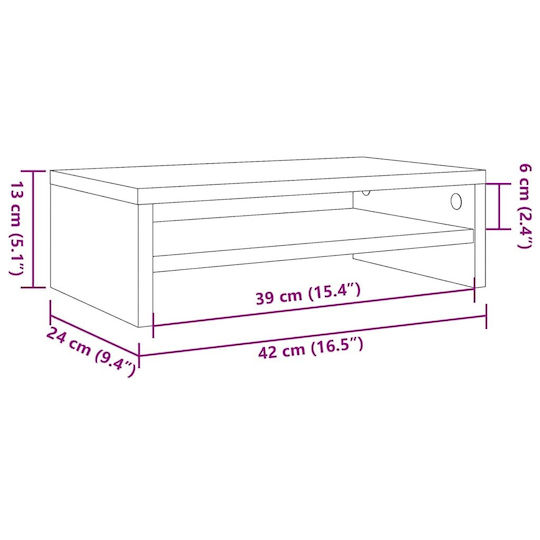 vidaXL Desktop Monitor Stand Oak 42x24x13 cm Made of Engineered Wood 862407