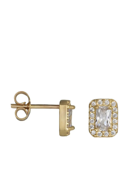 Gold Stud Earrings with Stones