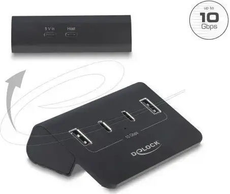 DeLock USB-Hub 4 Anschlüsse USB 3.2 mit Anschluss an einen Computer USB-A
