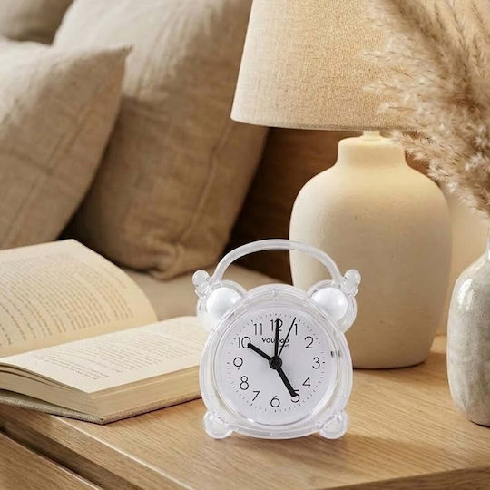 Avizar Analog Quartz Desk Alarm Clock Bedroom Twin Bell White