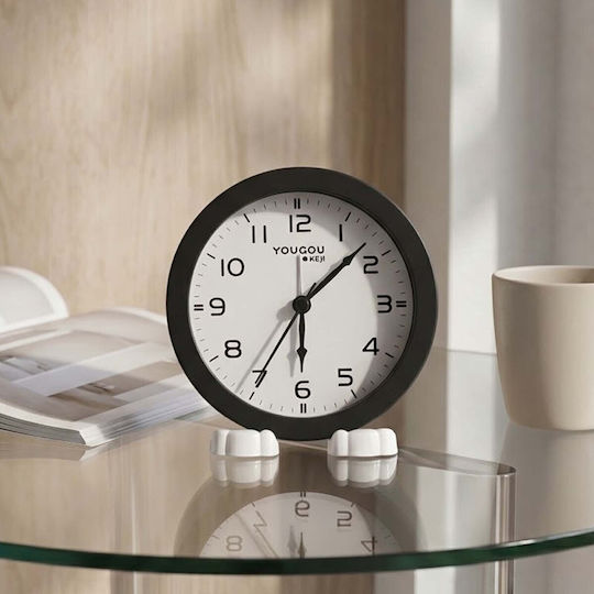 Avizar Small Analog Bedside Alarm Clock Stand Minimalist Design Black