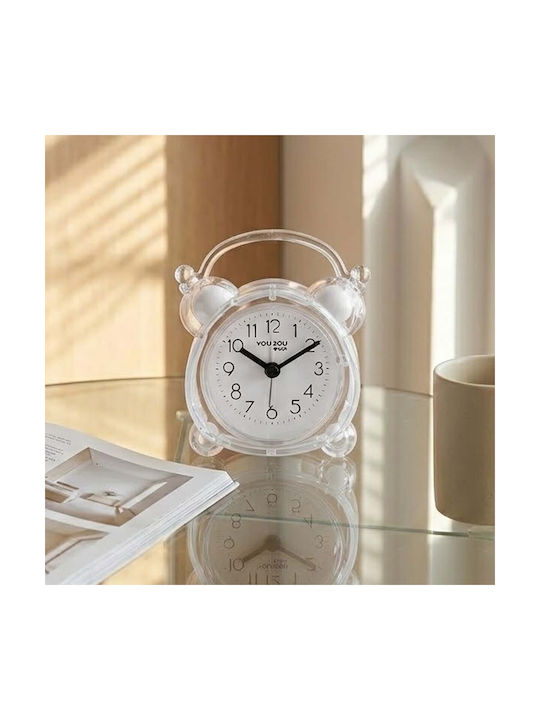 Avizar Analog Quartz Desk Alarm Clock Bedroom Twin Bell White