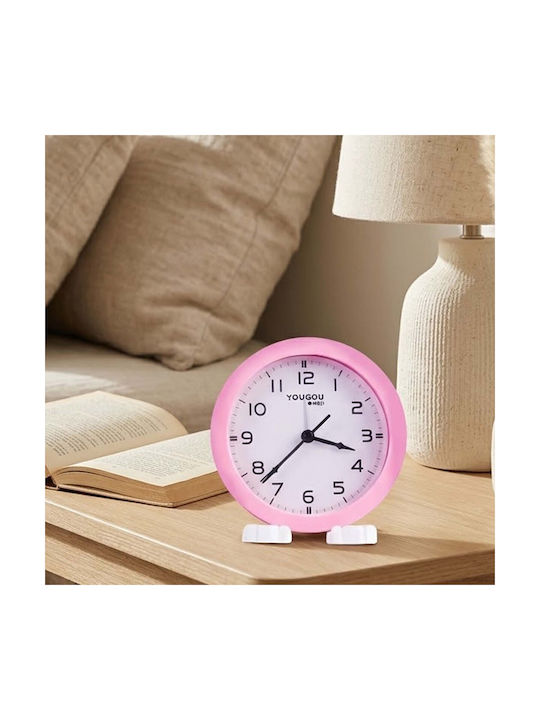 Avizar Small Analog Bedside Alarm Clock Stand Minimalist Design Pink