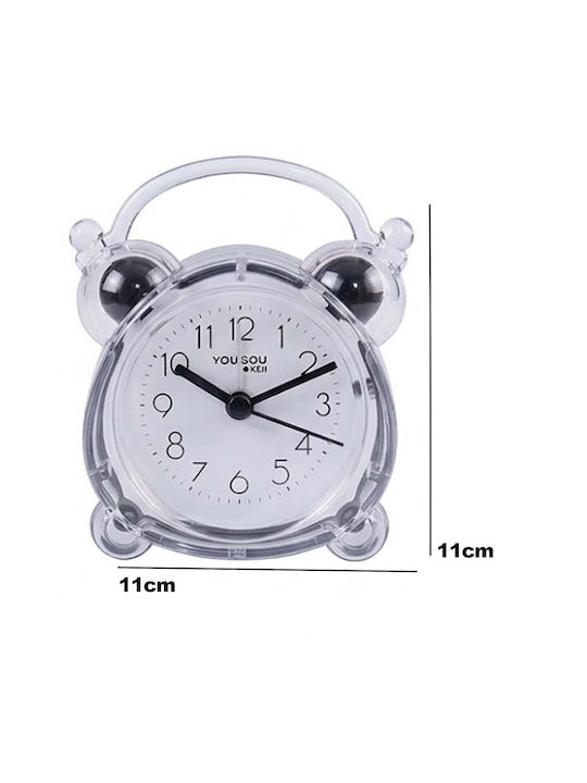 Avizar Analog Quartz Desk Alarm Clock Bedroom Twin Bell Black Transparent