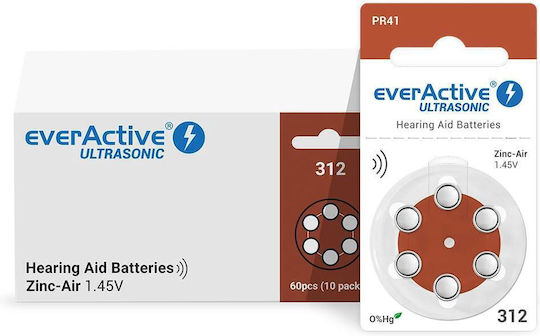 everActive Ultrasonic Baterii pentru aparate auditive Variază în funcție de 312 1.45V 6buc