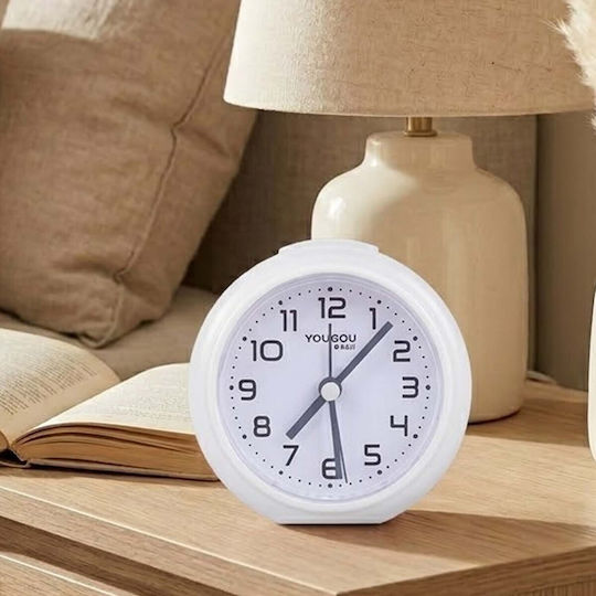 Avizar Analog Quartz Silent Desk Clock Minimalist Design White
