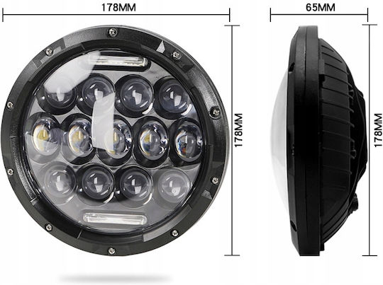 LED Универсален Прожектор 7 инча 18см 9v 32v Нисък Висок Лъч Дневни Светлини DRL Бял 7000lm за Трактори Камиони Мотоциклети ATV J