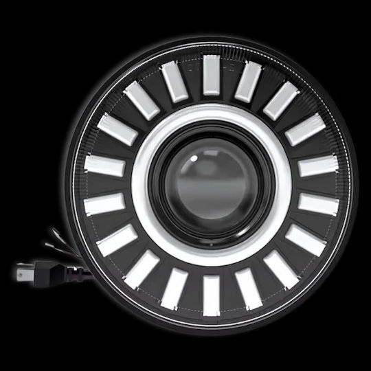 LED универсален прожектор 7 инча 18см 9v 32v къси и дълги светлини дневни светлини DRL бяло оранжево 6900lm трактор камион мотоциклет
