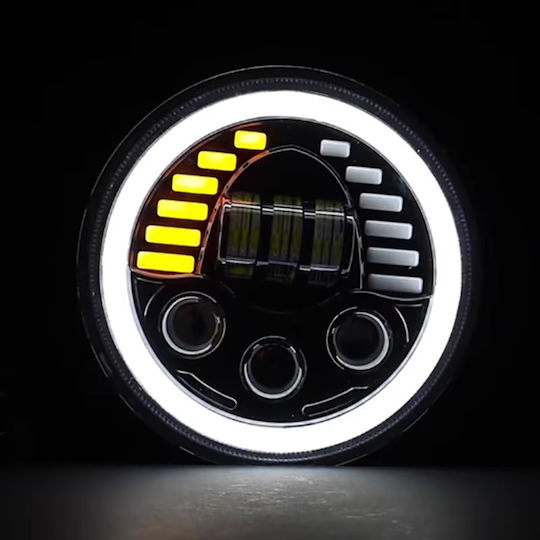 LED Универсални 7 инча 18см 9v 32v Къси Дълги Светлини Дневни Светлини DRL Бели Жълти 7000lm за Трактори Камиони Мотоциклети