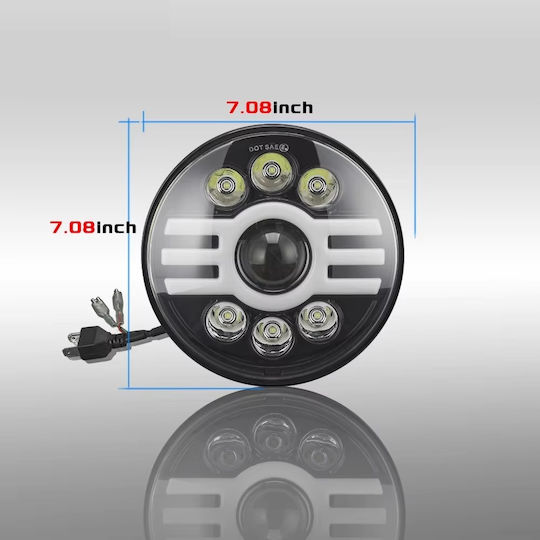 LED универсални 7 инча 18см 9V 32V къси и дълги светлини дневни светлини DRL бели жълти 5000lm за трактори камиони мотоциклети