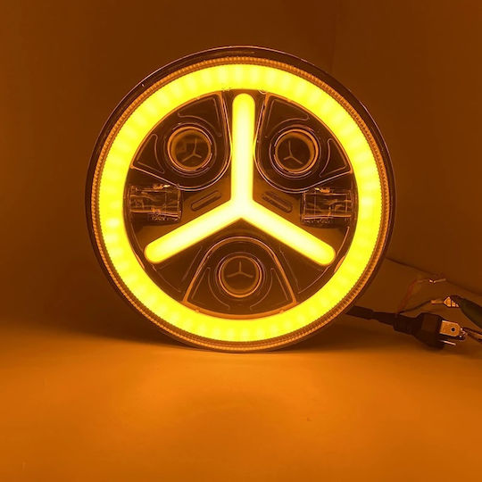LED универсален прожектор 7 инча 18см 9v 32v къси дълги светлини дневни светлини DRL бял жълт 7000lm за трактори камиони мотоциклети