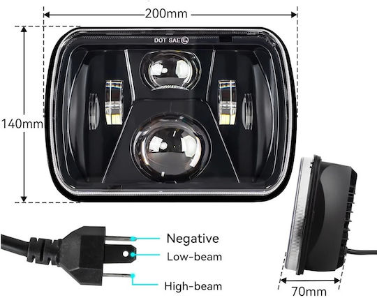 LED универсален прожектор 45W 20см X 14см 9V 32V нисък висок лъч бял за трактори камиони мотоциклети ATV джипове и др