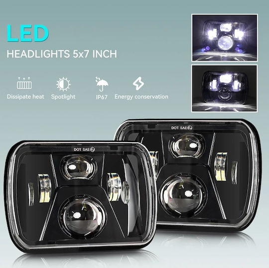 LED универсален прожектор 45W 20см X 14см 9V 32V нисък висок лъч бял за трактори камиони мотоциклети ATV джипове и др