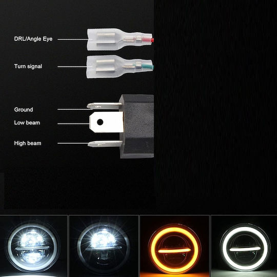 LED Универсален фар 7 инча 18см 9v 32v къси дълги светлини дневни светлини DRL бяло жълто 7500lm за трактори камиони мотоциклети