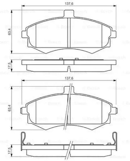 Bosch Σετ Τακάκια Εμπρός για Hyundai Elantra Kia Cerato